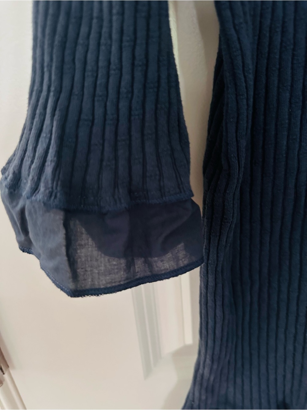 Soft Surroundings “Barbara” Navy Blue V-Neck Ribbed Tunic Top - XL - Picture 5 of 7